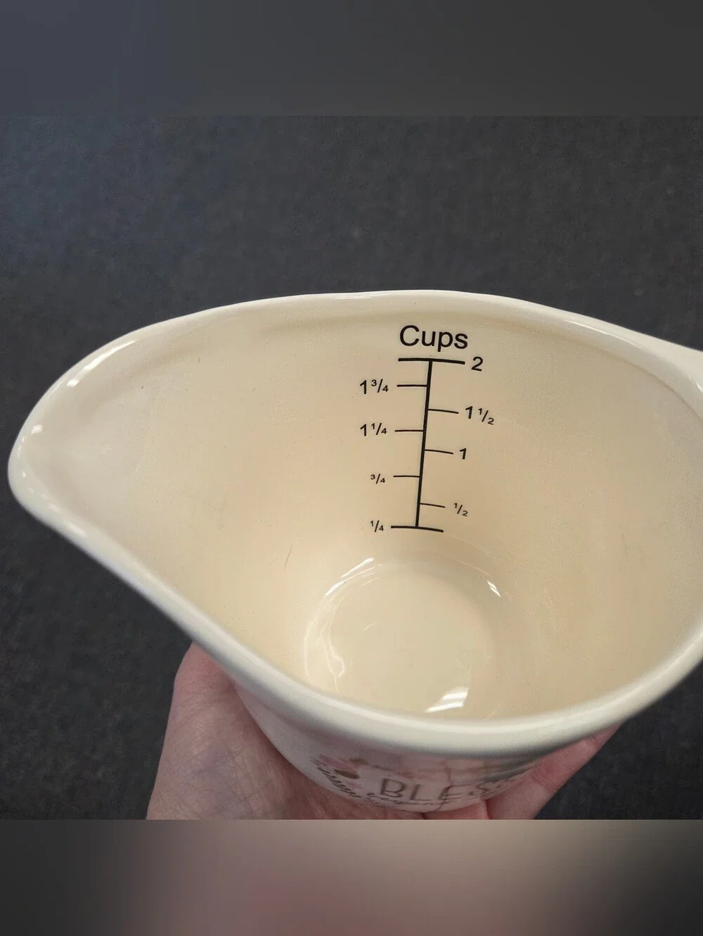 Cracker Barrel “Blessed Beyond Measure” Decorative Stoneware Measuring Cup